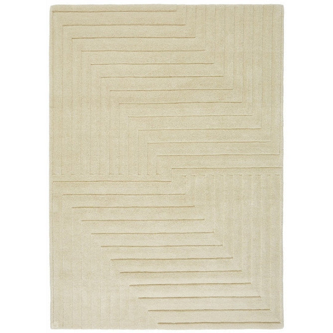 Form Modern Geometric Plain Linear High-Density Heavyweight Hand Carved Wool 3D Hi-Low Ridged Natural Rug-Asiatic Carpets-Rug Love - The Most Loved Rug Store