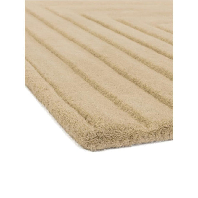 Form Modern Geometric Plain Linear High-Density Heavyweight Hand Carved Wool 3D Hi-Low Ridged Natural Rug-Asiatic Carpets-Rug Love - The Most Loved Rug Store