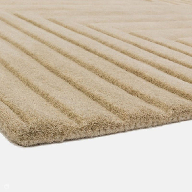 Form Modern Geometric Plain Linear High-Density Heavyweight Hand Carved Wool 3D Hi-Low Ridged Natural Rug-Asiatic Carpets-Rug Love - The Most Loved Rug Store