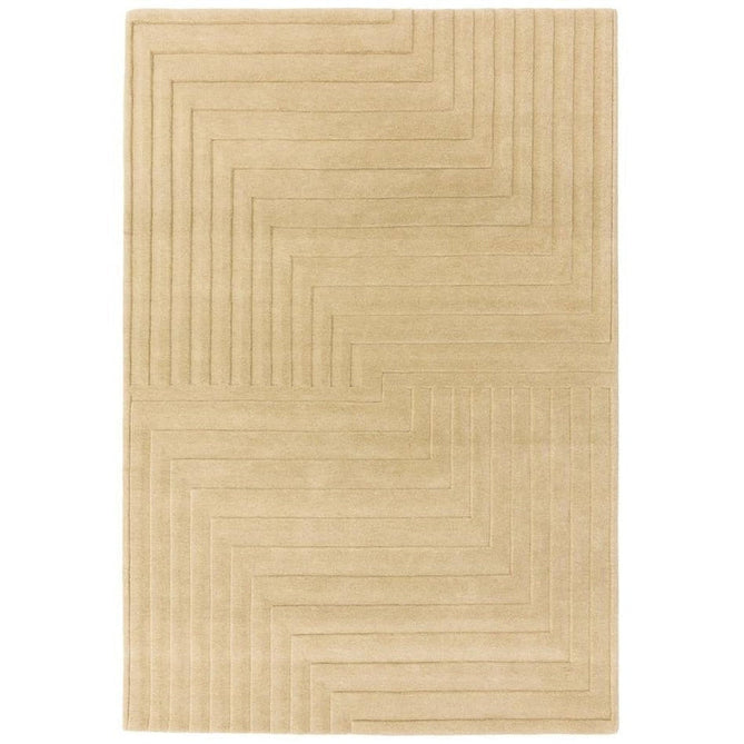 Form Modern Geometric Plain Linear High-Density Heavyweight Hand Carved Wool 3D Hi-Low Ridged Natural Rug-Asiatic Carpets-Rug Love - The Most Loved Rug Store