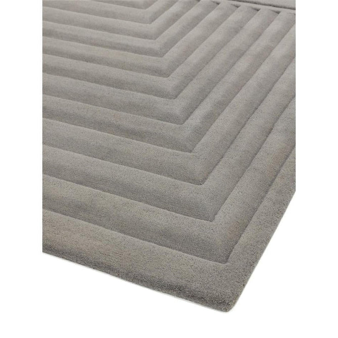 Form Modern Geometric Plain Linear High-Density Heavyweight Hand Carved Wool 3D Hi-Low Ridged Silver Rug-Asiatic Carpets-Rug Love - The Most Loved Rug Store