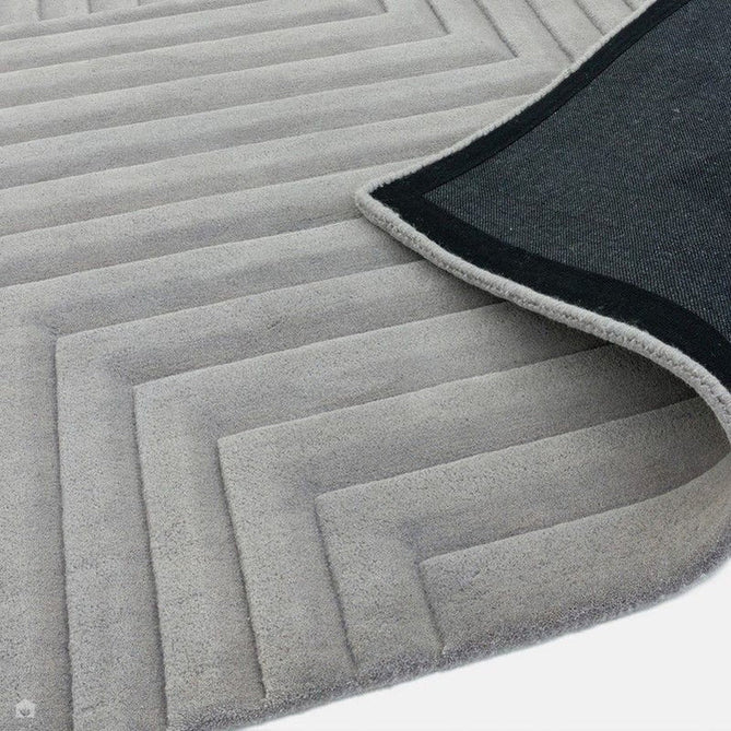 Form Modern Geometric Plain Linear High-Density Heavyweight Hand Carved Wool 3D Hi-Low Ridged Silver Rug-Asiatic Carpets-Rug Love - The Most Loved Rug Store