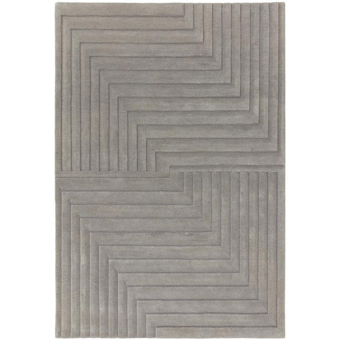 Form Modern Geometric Plain Linear High-Density Heavyweight Hand Carved Wool 3D Hi-Low Ridged Silver Rug-Asiatic Carpets-Rug Love - The Most Loved Rug Store