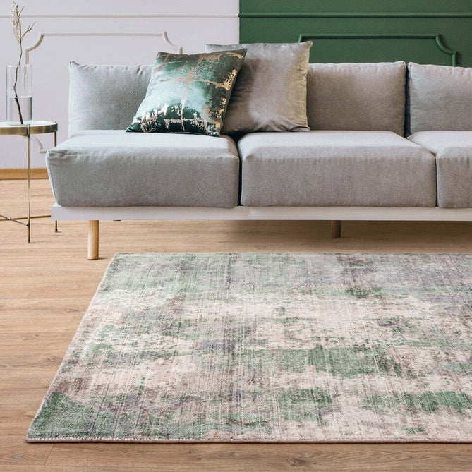 Gatsby Modern Abstract Distressed Metallic Shimmer Hand-Woven Textured Printed Viscose Flatweave Green/Grey/Cream Rug-Asiatic Carpets-Rug Love - The Most Loved Rug Store