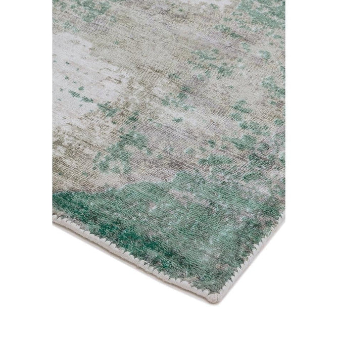 Gatsby Modern Abstract Distressed Metallic Shimmer Hand-Woven Textured Printed Viscose Flatweave Green/Grey/Cream Rug-Asiatic Carpets-Rug Love - The Most Loved Rug Store