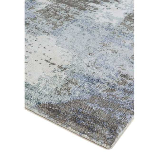 Gatsby Modern Abstract Distressed Metallic Shimmer Hand-Woven Textured Printed Viscose Flatweave Navy/Grey/Cream Rug-Asiatic Carpets-Rug Love - The Most Loved Rug Store