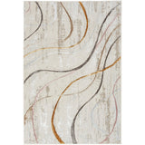 Glitz GLZ01 Modern Abstract Curvy Linear Distressed Metallic Shimmer Hi-Low Textured Soft-Touch Short-Pile Polyester Ivory/Pink/Gold/Blue/Multicolour Rug