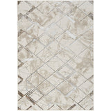 Glitz GLZ02 Modern Geometric Marble Distressed Metallic Shimmer Hi-Low Textured Soft-Touch Short-Pile Polyester Ivory/Grey/Taupe Rug