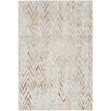 Glitz GLZ05 Modern Geometric Chevron Distressed Metallic Shimmer Hi-Low Textured Soft-Touch Short-Pile Polyester Beige/Ivory/Grey/Multicolour Rug