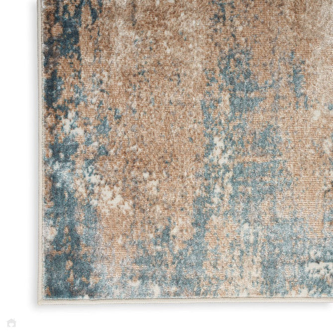 Buy Nourison Glitz GLZ06 Modern Abstract Distressed Metallic Shimmer Hi-Low Textured Soft-Touch Short-Pile Polyester Taupe/Blue/Grey/Cream/Multicolour Runner Lowest Price | Rug Love