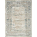 Glitz GLZ07 Modern Abstract Geometric Border Distressed Metallic Shimmer Hi-Low Textured Soft-Touch Short-Pile Polyester Ivory/Multicolour Rug