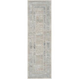 Glitz GLZ07 Modern Abstract Geometric Border Distressed Metallic Shimmer Hi-Low Textured Soft-Touch Short-Pile Polyester Ivory/Multicolour Runner