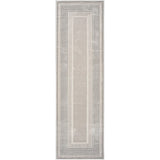 Glitz GLZ07 Modern Abstract Geometric Border Distressed Metallic Shimmer Hi-Low Textured Soft-Touch Short-Pile Polyester Silver Runner