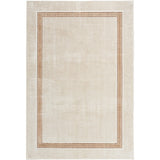 Glitz GLZ08 Modern Plain Ribbed Border Distressed Metallic Shimmer Hi-Low Textured Soft-Touch Short-Pile Polyester Ivory/Cream Rug