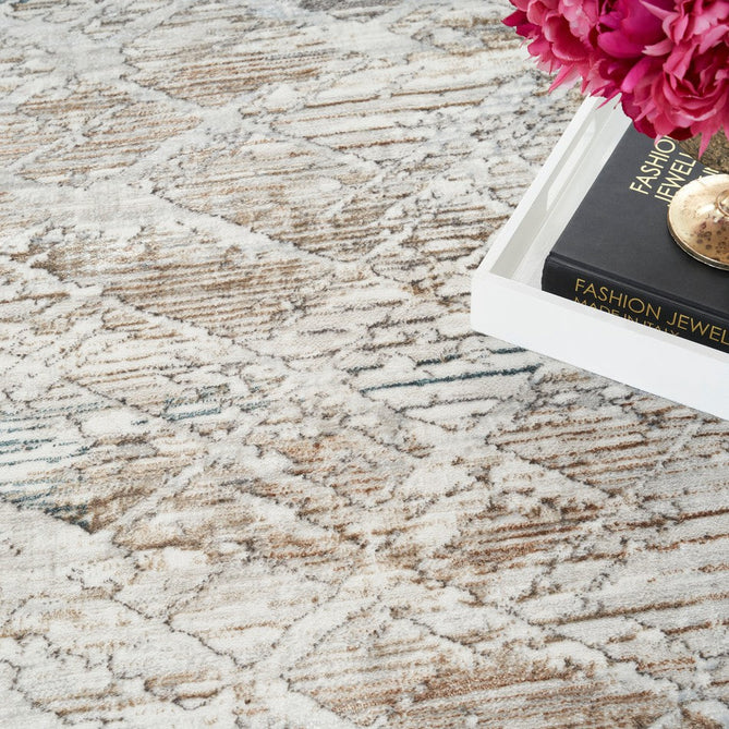 Glitz GLZ11 Modern Abstract Criss Cross Distressed Metallic Shimmer Hi-Low Textured Soft-Touch Short-Pile Polyester Grey/Multicolour Runner-Nourison-Rug Love - The Most Loved Rug Store