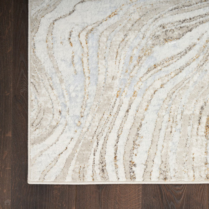 Glitz GLZ22 Modern Abstract Ripple Distressed Metallic Shimmer Hi-Low Textured Soft-Touch Short-Pile Polyester Grey/Gold Runner-Nourison-Rug Love - The Most Loved Rug Store