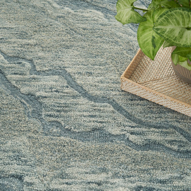 Graceful GRU01 Modern Abstract Hand-Woven Textured Hi-Low Carved Wool Blue Rug-Nourison-Rug Love - The Most Loved Rug Store