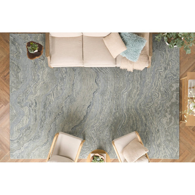 Graceful GRU01 Modern Abstract Hand-Woven Textured Hi-Low Carved Wool Blue Rug-Nourison-Rug Love - The Most Loved Rug Store