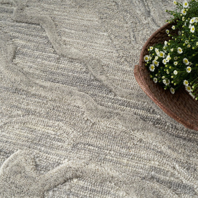 Graceful GRU01 Modern Abstract Hand-Woven Textured Hi-Low Carved Wool Grey Rug-Nourison-Rug Love - The Most Loved Rug Store