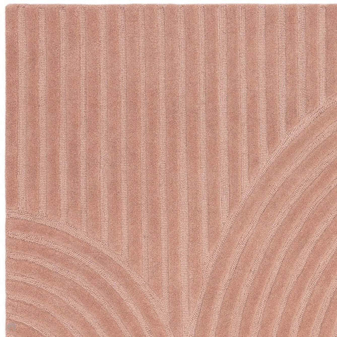 Hague Modern Plain Geometric Hand-Carved Hi-Low 3D Ridged Cut & Loop Pile Textured Wool Blush Rug-Asiatic Carpets-Rug Love - The Most Loved Rug Store