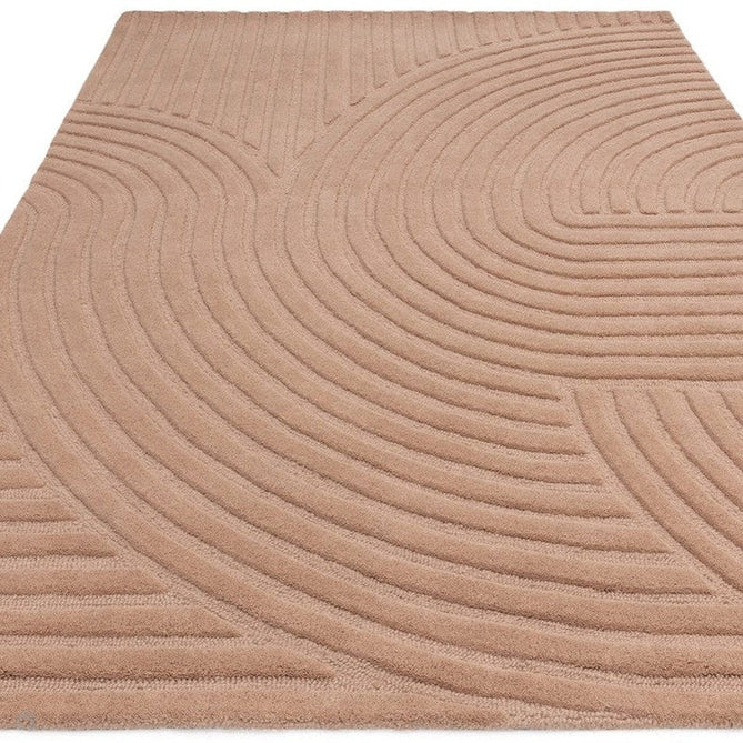 Hague Modern Plain Geometric Hand-Carved Hi-Low 3D Ridged Cut & Loop Pile Textured Wool Blush Rug-Asiatic Carpets-Rug Love - The Most Loved Rug Store