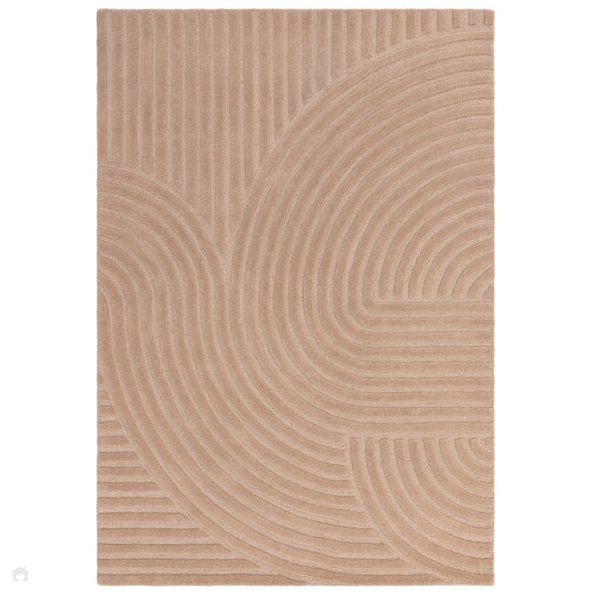 Hague Modern Plain Geometric Hand-Carved Hi-Low 3D Ridged Cut & Loop Pile Textured Wool Blush Rug-Asiatic Carpets-Rug Love - The Most Loved Rug Store