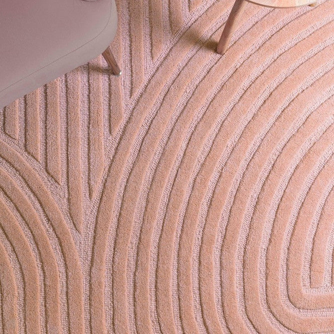 Hague Modern Plain Geometric Hand-Carved Hi-Low 3D Ridged Cut & Loop Pile Textured Wool Blush Rug-Asiatic Carpets-Rug Love - The Most Loved Rug Store