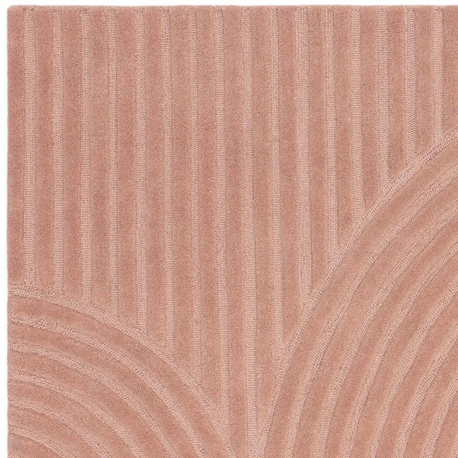 Hague Modern Plain Geometric Hand-Carved Hi-Low 3D Ridged Cut & Loop Pile Textured Wool Blush Rug-Asiatic Carpets-Rug Love - The Most Loved Rug Store