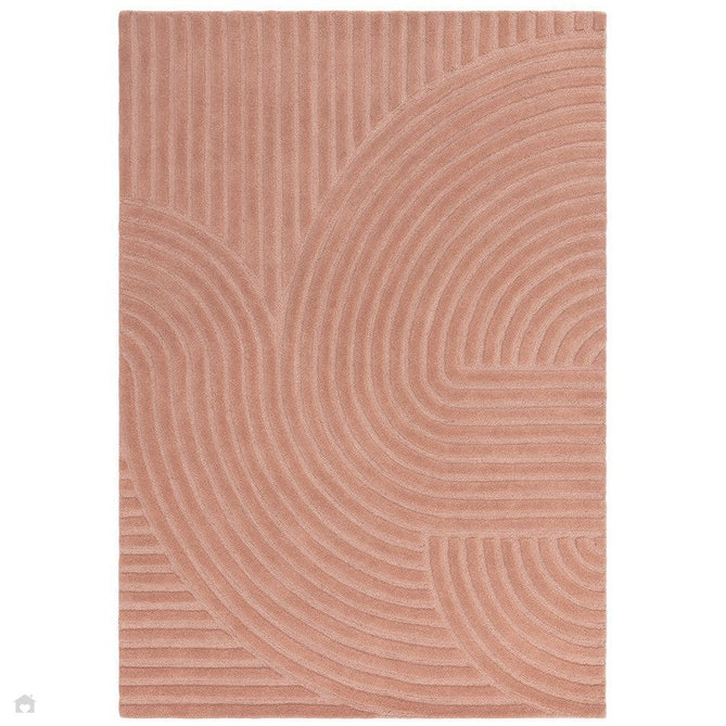 Hague Modern Plain Geometric Hand-Carved Hi-Low 3D Ridged Cut & Loop Pile Textured Wool Blush Rug-Asiatic Carpets-Rug Love - The Most Loved Rug Store