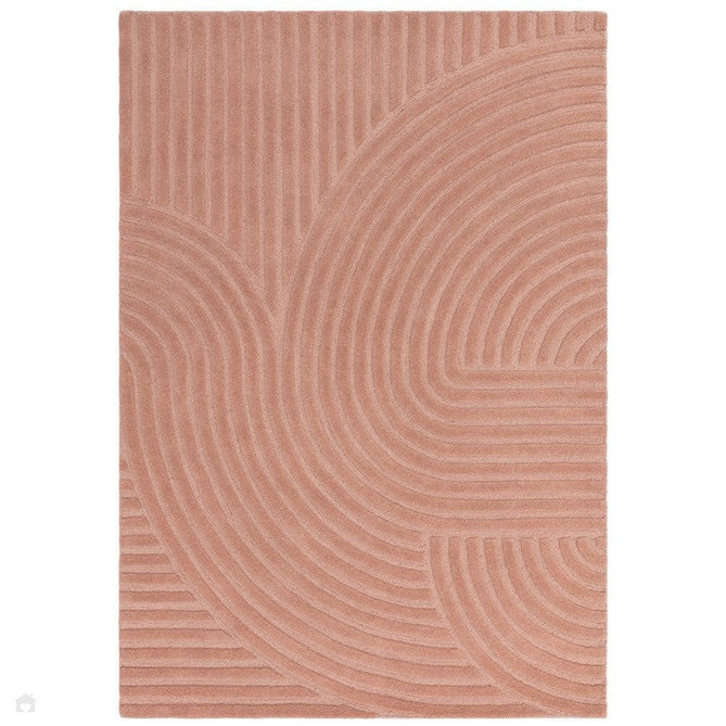 Hague Modern Plain Geometric Hand-Carved Hi-Low 3D Ridged Cut & Loop Pile Textured Wool Blush Rug-Asiatic Carpets-Rug Love - The Most Loved Rug Store