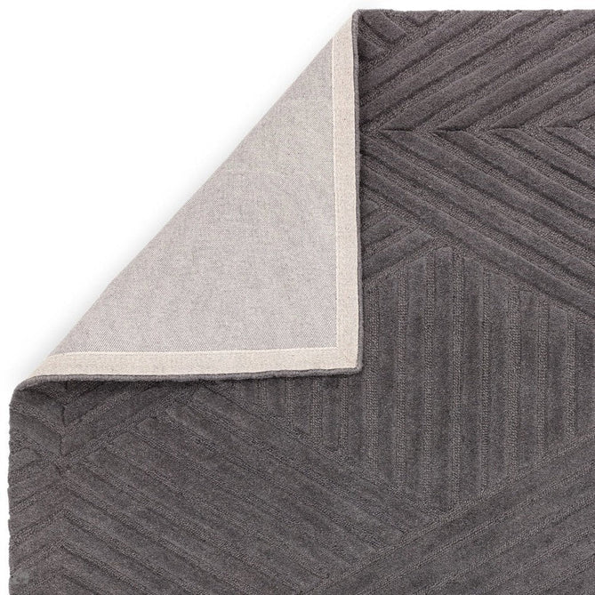 Hague Modern Plain Geometric Hand-Carved Hi-Low 3D Ridged Cut & Loop Pile Textured Wool Charcoal Grey Rug-Asiatic Carpets-Rug Love - The Most Loved Rug Store