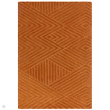 Hague Modern Plain Geometric Hand-Carved Hi-Low 3D Ridged Cut & Loop Pile Textured Wool Desert Sand Rug