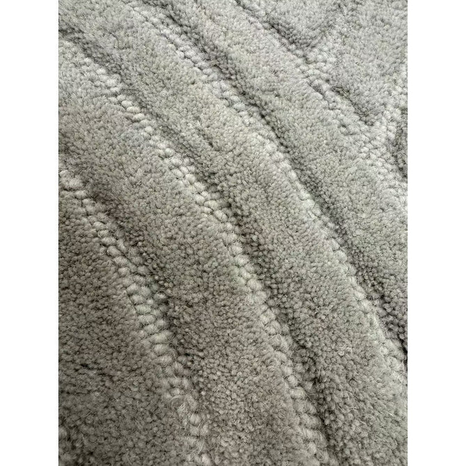 Hague Modern Plain Geometric Hand-Carved Hi-Low 3D Ridged Cut & Loop Pile Textured Wool Muted Grey Rug-Asiatic Carpets-Rug Love - The Most Loved Rug Store