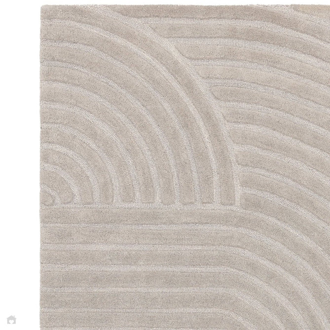 Hague Modern Plain Geometric Hand-Carved Hi-Low 3D Ridged Cut & Loop Pile Textured Wool Muted Grey Rug-Asiatic Carpets-Rug Love - The Most Loved Rug Store