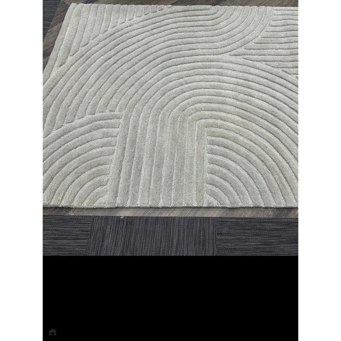 Hague Modern Plain Geometric Hand-Carved Hi-Low 3D Ridged Cut & Loop Pile Textured Wool Muted Grey Rug-Asiatic Carpets-Rug Love - The Most Loved Rug Store