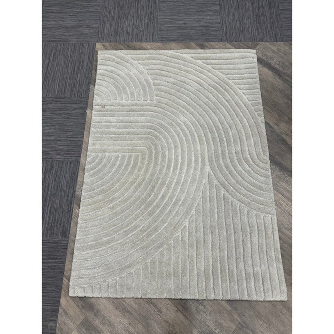 Hague Modern Plain Geometric Hand-Carved Hi-Low 3D Ridged Cut & Loop Pile Textured Wool Muted Grey Rug-Asiatic Carpets-Rug Love - The Most Loved Rug Store