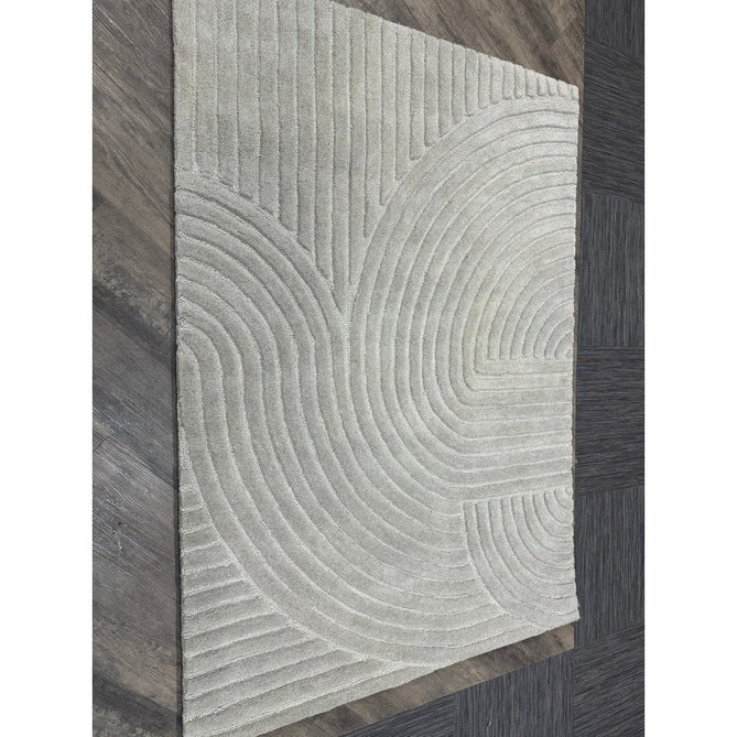 Hague Modern Plain Geometric Hand-Carved Hi-Low 3D Ridged Cut & Loop Pile Textured Wool Muted Grey Rug-Asiatic Carpets-Rug Love - The Most Loved Rug Store