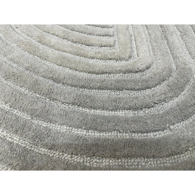 Hague Modern Plain Geometric Hand-Carved Hi-Low 3D Ridged Cut & Loop Pile Textured Wool Muted Grey Rug-Asiatic Carpets-Rug Love - The Most Loved Rug Store