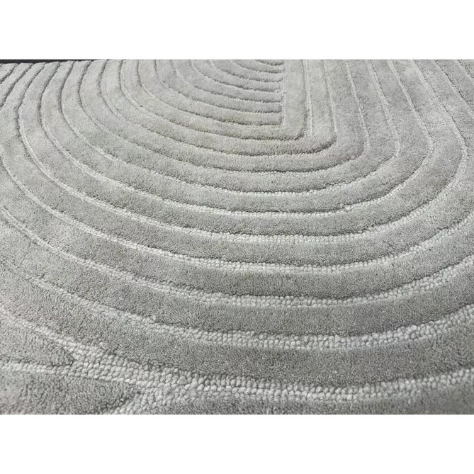 Hague Modern Plain Geometric Hand-Carved Hi-Low 3D Ridged Cut & Loop Pile Textured Wool Muted Grey Rug-Asiatic Carpets-Rug Love - The Most Loved Rug Store