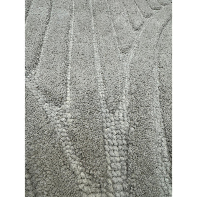 Hague Modern Plain Geometric Hand-Carved Hi-Low 3D Ridged Cut & Loop Pile Textured Wool Muted Grey Rug-Asiatic Carpets-Rug Love - The Most Loved Rug Store