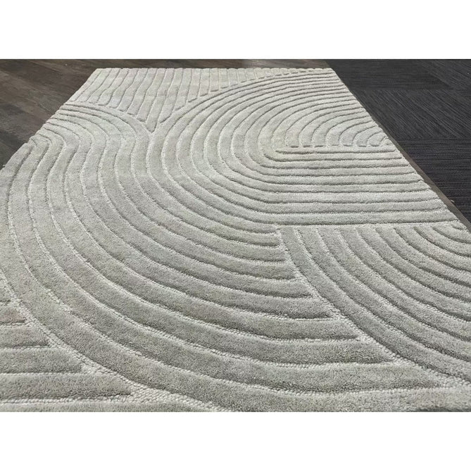 Hague Modern Plain Geometric Hand-Carved Hi-Low 3D Ridged Cut & Loop Pile Textured Wool Muted Grey Rug-Asiatic Carpets-Rug Love - The Most Loved Rug Store