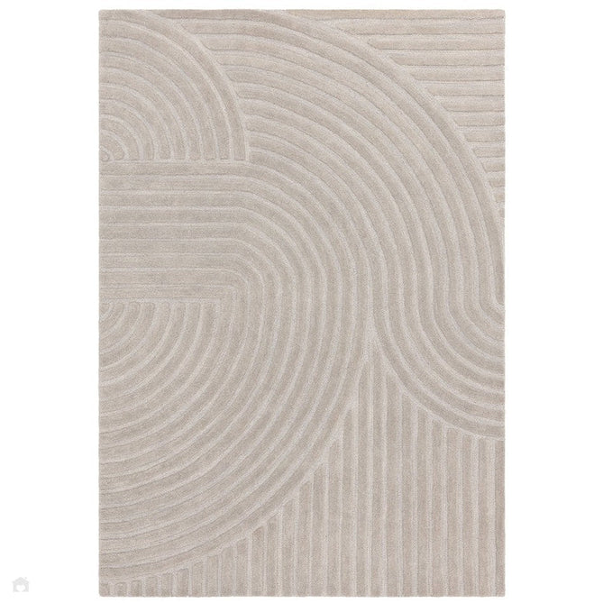 Hague Modern Plain Geometric Hand-Carved Hi-Low 3D Ridged Cut & Loop Pile Textured Wool Muted Grey Rug-Asiatic Carpets-Rug Love - The Most Loved Rug Store