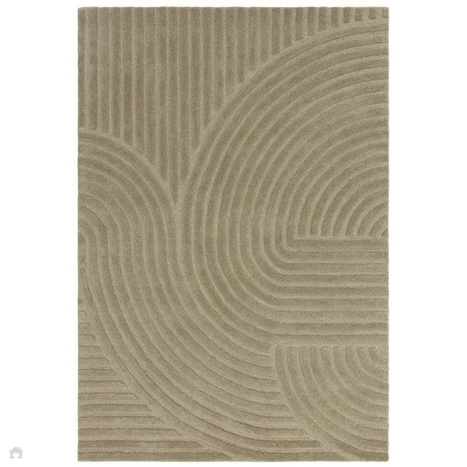 Hague Modern Plain Geometric Hand-Carved Hi-Low 3D Ridged Cut & Loop Pile Textured Wool Sage Rug-Asiatic Carpets-Rug Love - The Most Loved Rug Store