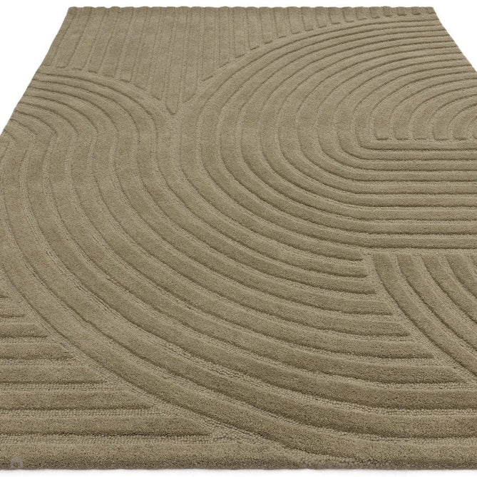 Hague Modern Plain Geometric Hand-Carved Hi-Low 3D Ridged Cut & Loop Pile Textured Wool Sage Rug-Asiatic Carpets-Rug Love - The Most Loved Rug Store