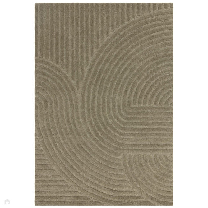 Hague Modern Plain Geometric Hand-Carved Hi-Low 3D Ridged Cut & Loop Pile Textured Wool Sage Rug-Asiatic Carpets-Rug Love - The Most Loved Rug Store