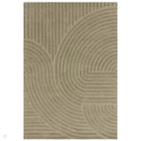 Hague Modern Plain Geometric Hand-Carved Hi-Low 3D Ridged Cut & Loop Pile Textured Wool Sage Rug