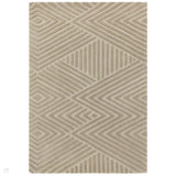 Hague Modern Plain Geometric Hand-Carved Hi-Low 3D Ridged Cut & Loop Pile Textured Wool Taupe Rug