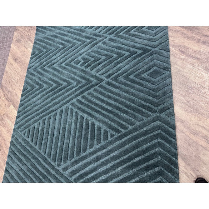 Hague Modern Plain Geometric Hand-Carved Hi-Low 3D Ridged Cut & Loop Pile Textured Wool Teal Rug-Asiatic Carpets-Rug Love - The Most Loved Rug Store