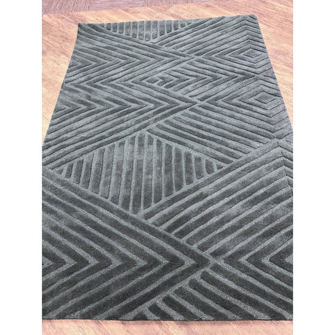 Hague Modern Plain Geometric Hand-Carved Hi-Low 3D Ridged Cut & Loop Pile Textured Wool Teal Rug-Asiatic Carpets-Rug Love - The Most Loved Rug Store