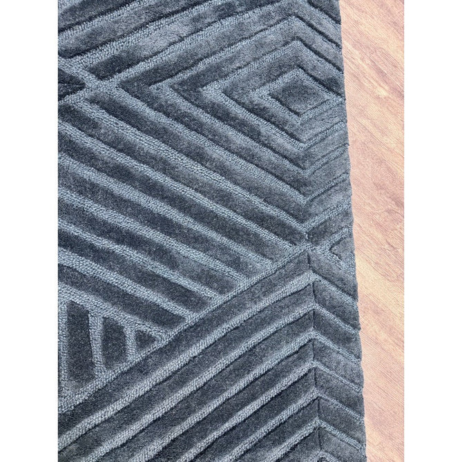 Hague Modern Plain Geometric Hand-Carved Hi-Low 3D Ridged Cut & Loop Pile Textured Wool Teal Rug-Asiatic Carpets-Rug Love - The Most Loved Rug Store